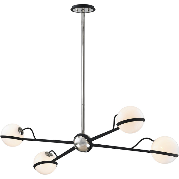 Troy Lighting 4 Light Ace Linear in Carbide Black With Polished Nickel Accents F7167