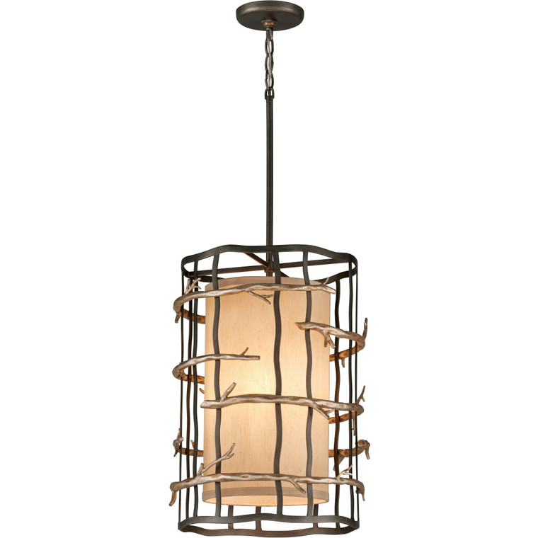 Troy Lighting 3 Light Adirondack Pendant in Graphite And Silver Leaf F2883