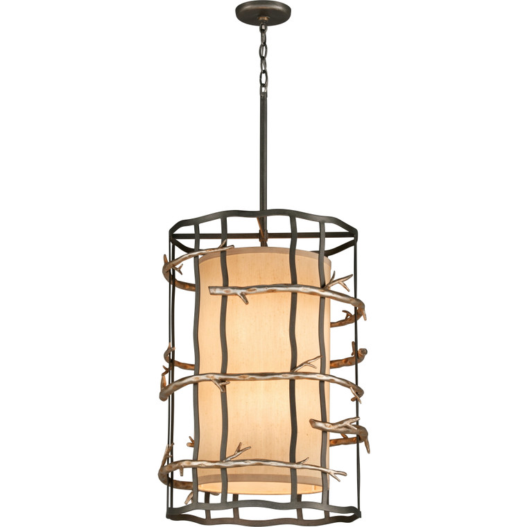 Troy Lighting 6 Light Adirondack Pendant in Graphite And Silver Leaf F2884