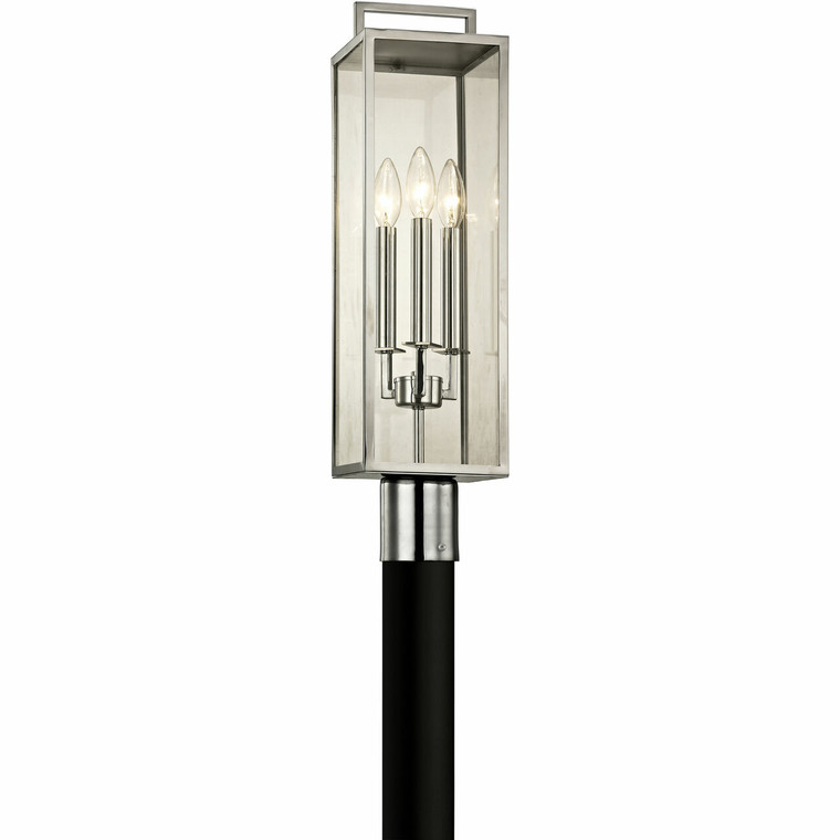 Troy Lighting 3 Light Beckham Post in Polished Stainless P6535
