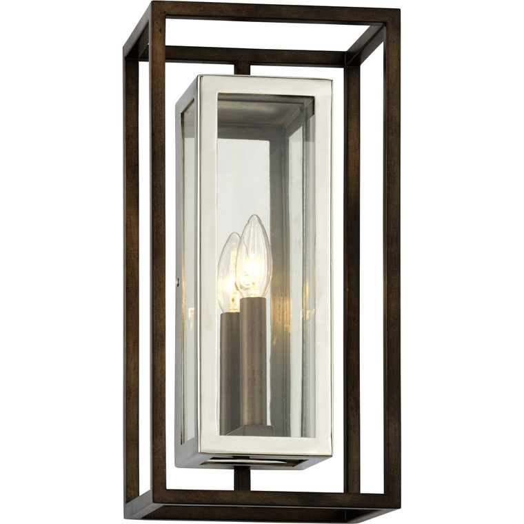 Troy Lighting 1 Light Morgan Wall Sconce in Bronze With Polished Stainless B6512