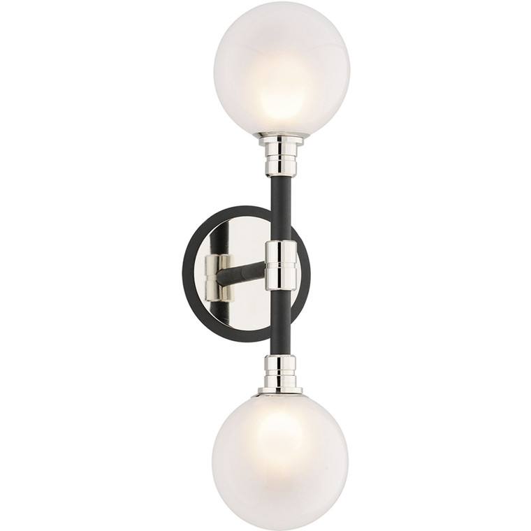 Troy Lighting 2 Light Andromeda Wall Sconce in Textured Black And Polished Nickel B4822-TBK/PN