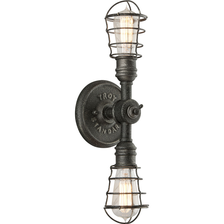 Troy Lighting 2 Light Conduit Wall Sconce in Aged Pewter B3812-APW