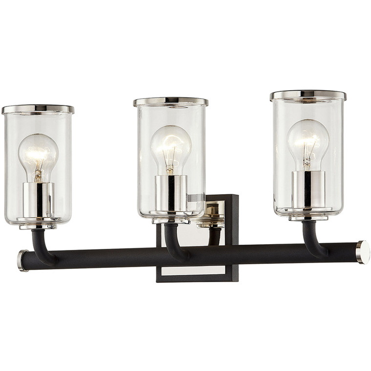 Troy Lighting 3 Light Aeon Bath And Vanity in Textured Black And Polished Nickel B7683-TBK/PN