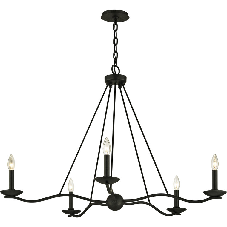 Troy Lighting 5 Light Sawyer Chandelier in Forged Iron F6305-FOR