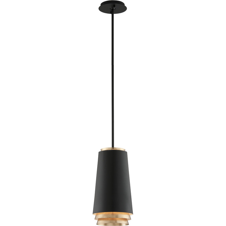 Troy Lighting 1 Light Fahrenheit Pendant in Textured Black With Gold Leaf F5541-TBK/VGL