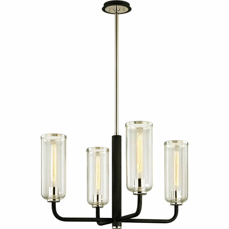 Troy Lighting 4 Light Aeon Chandelier in Carbide Black And Polished Nickel F6274