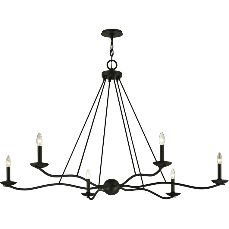 Troy Lighting 6 Light Sawyer Chandelier in Forged Iron F6306