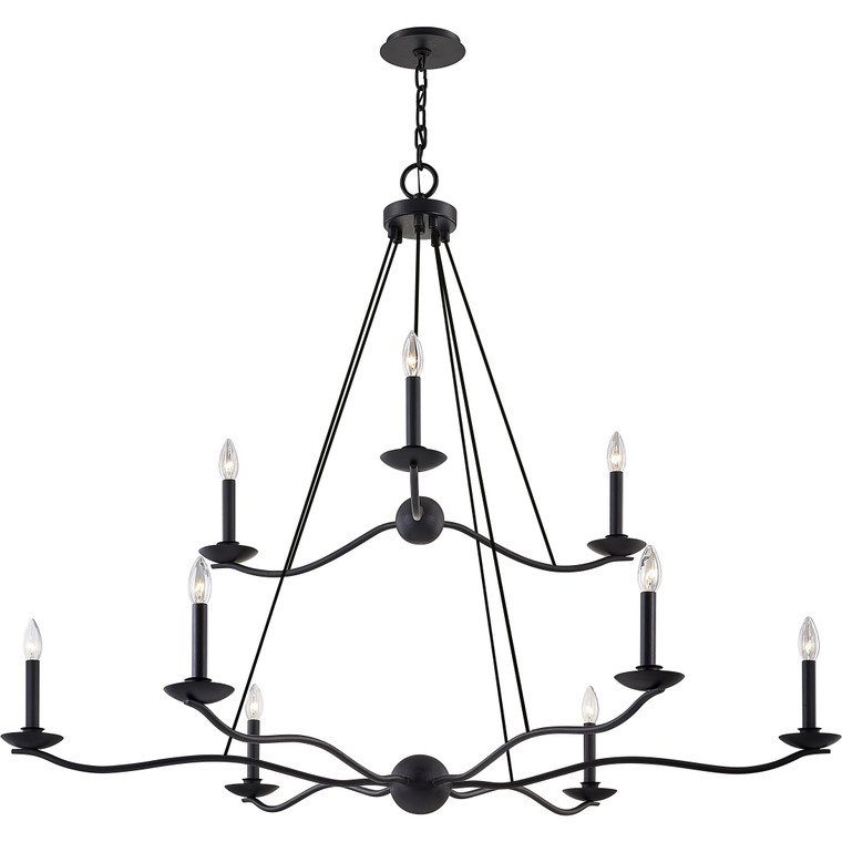 Troy Lighting 9 Light Sawyer Chandelier in Forged Iron F6309-FOR