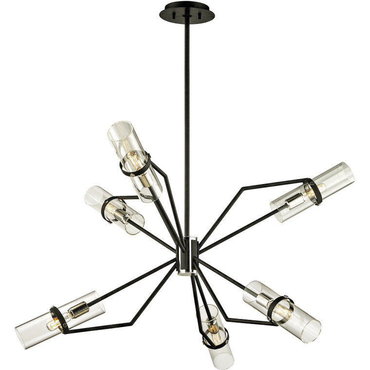Troy Lighting 6 Light Raef Chandelier in Textured Black And Polished Nickel F6326-TBK/PN