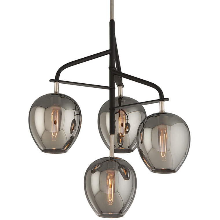 Troy Lighting 4 Light Odyssey Chandelier in Textured Black And Polished Nickel F4295-TBK/PN