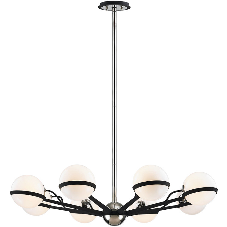 Troy Lighting 8 Light Ace Chandelier in Carbide Black With Polished Nickel Accents F7164