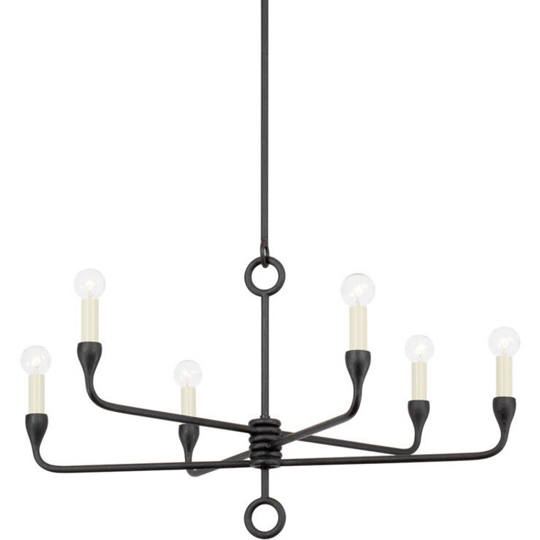 Troy Lighting 6 Light Orson Chandelier in Black Iron F9531-BI