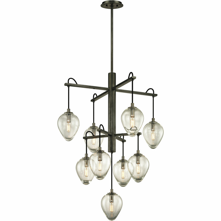 Troy Lighting 9 Light Brixton Chandelier in Graphite/Black Chrome F6207-GRA/BCR