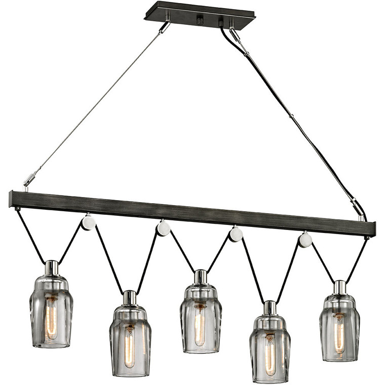 Troy Lighting 5 Light Citizen Linear in Graphite And Polished Nickel F5995