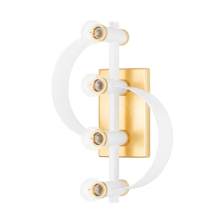 Mitzi 4 Light Wall Sconce in Gold Leaf/White H379104-GL/WH