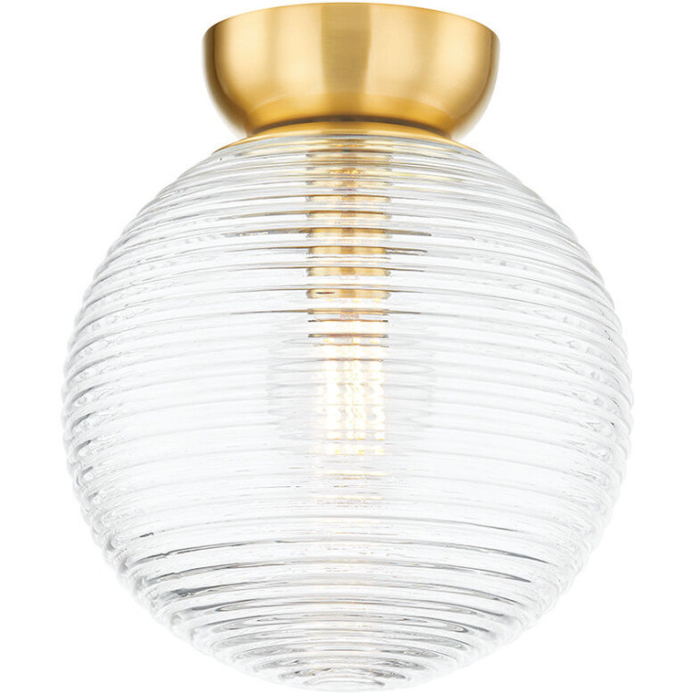 Mitzi 1 Light Flush Mount in Aged Brass/Textured White H799501-AGB/CTW