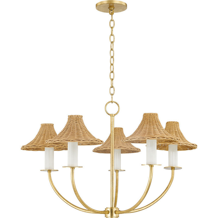 Mitzi 5 Light Chandelier in Gold Leaf/Textured On White Combo H852805-GL/TWH