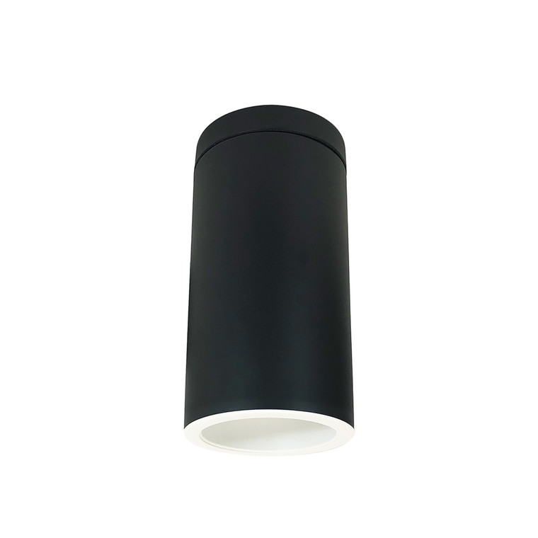 Nora Lighting 6" CYL SURFACE 1500L 30K DECO GLASS REF. MED. WH/WH FLANGE 120V Triac/ELV BLK CYL NYLS2-6S15830MWWB3