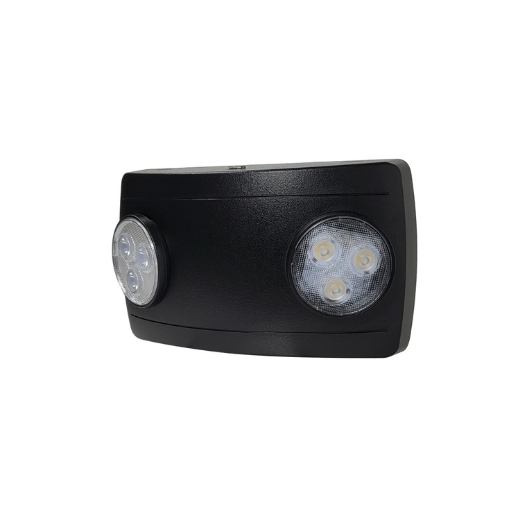 Nora Lighting Compact Dual Head LED Emergency Light with 4W Remote Capability, Self-Diagnostic, 120/277V, Black NE-612LEDRCB