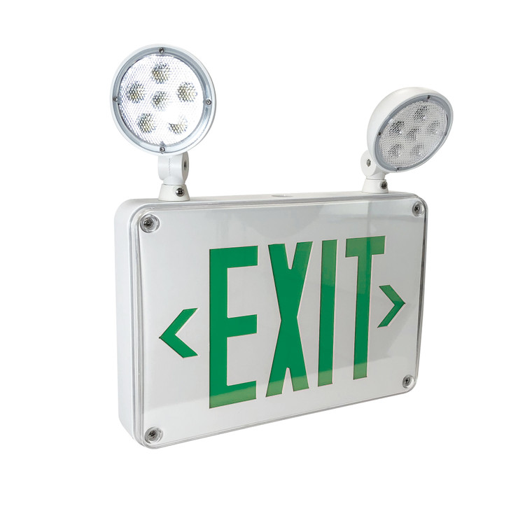 Nora Lighting LED Self-Diagnostic Wet Location Exit & Emergency Sign w/ Battery Backup & Remote Capability, White Housing w/ Green Letters NEX-720-LED/G