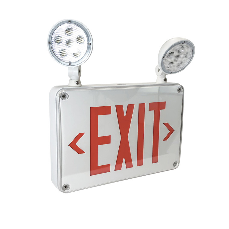 Nora Lighting LED Self-Diagnostic Wet/Cold Location Exit & Emergency Sign w/ Battery Backup & Remote Capability, White Housing w/ Red Letters, Cold Weather Location NEX-720-LED/R-CC