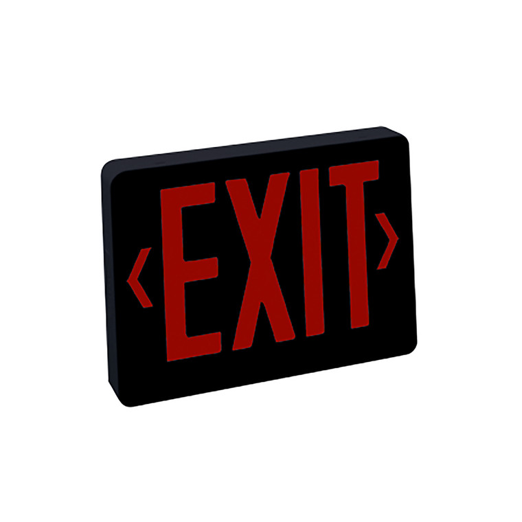 Nora Lighting Thermoplastic LED Exit Sign, Battery Backup, Red Letters / Black Housing, AC NX-503-LED/BR