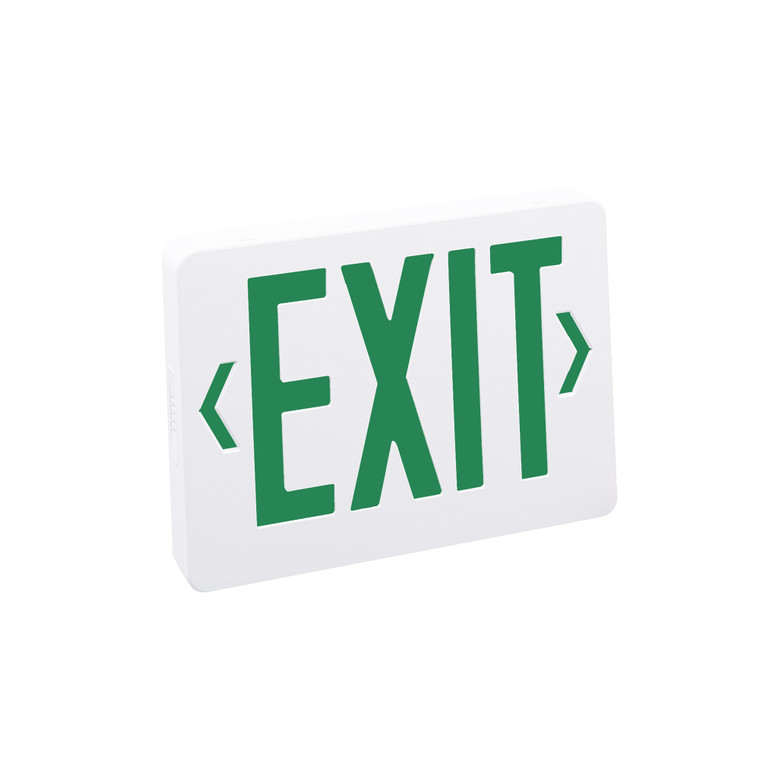 Nora Lighting Thermoplastic LED Exit Sign, Battery Backup, Green Letters / White Housing, AC NX-503-LED/G