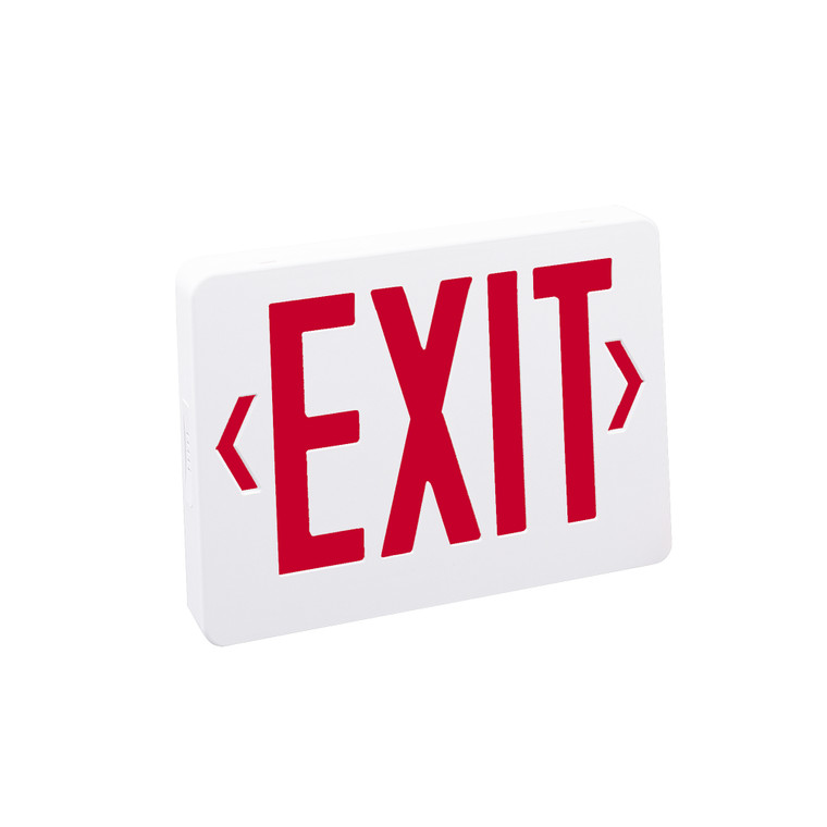 Nora Lighting Thermoplastic LED Exit Sign, Battery Backup, Red Letters / White Housing, 2 Circuit NX-504-LED/R