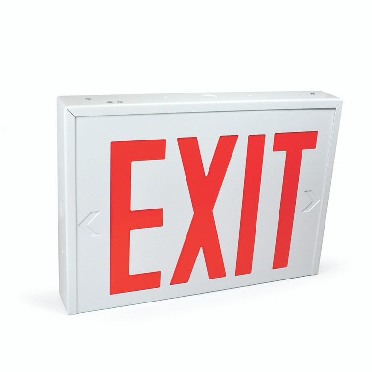 Nora Lighting Steel Body NYC Approved Exit Signs, 8" Red Letters / White Housing, Battery Backup, 1F/2F NX-550-LEDU/R