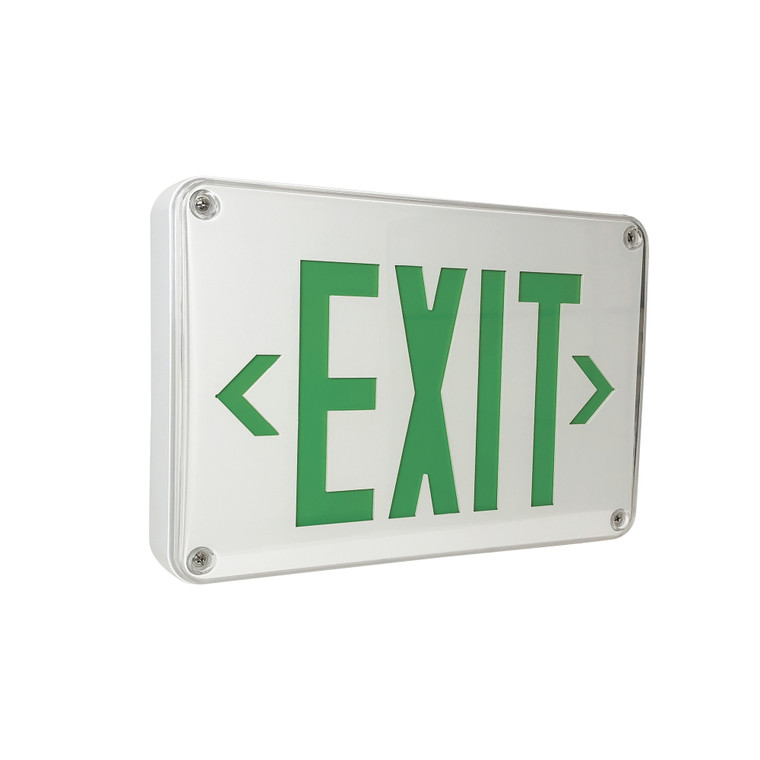 Nora Lighting LED Self-Diagnostic Wet Location Exit Sign w/ Battery Backup, White Housing w/ 6" Green Letters NX-617-LED/G