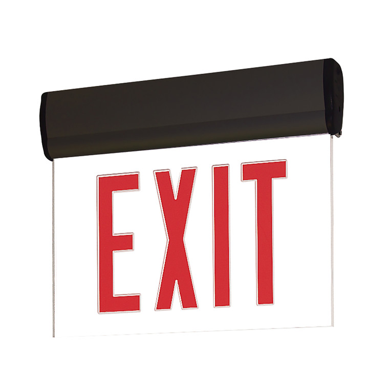 Nora Lighting Surface Adjustable LED Edge-Lit Exit Sign, AC only, 6" Red Letters, Single Face / Clear Acrylic, Black Housing NX-810-LEDRCB