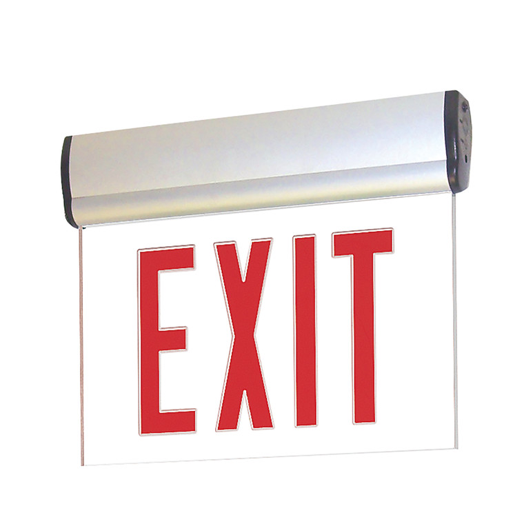 Nora Lighting Surface Adjustable LED Edge-Lit Exit Sign, AC Only, 6" Red Letters, Single Face / Mirrored Acrylic, Aluminum Housing NX-810-LEDRMA