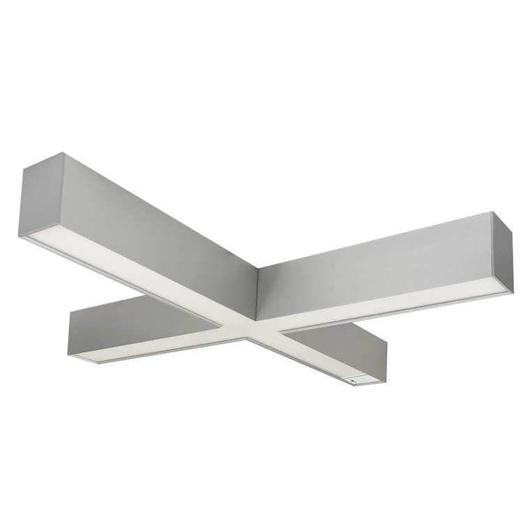 Nora Lighting "X" Shaped L-Line LED Indirect/Direct Linear, 6028lm / Selectable CCT, Aluminum finish, with Motion Sensor NLUD-X334A/OS