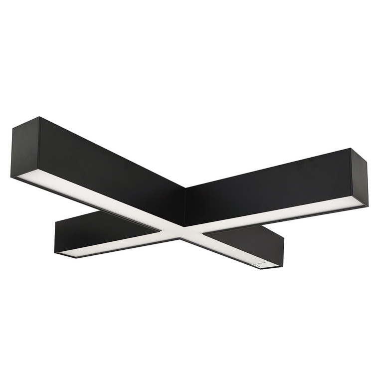 Nora Lighting "X" Shaped L-Line LED Indirect/Direct Linear, 6028lm / Selectable CCT, Black finish, with Motion Sensor NLUD-X334B/OS