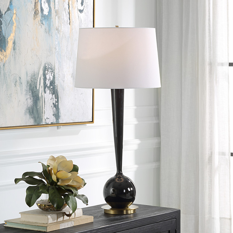 Uttermost Brielle Polished Black Table Lamp 30286