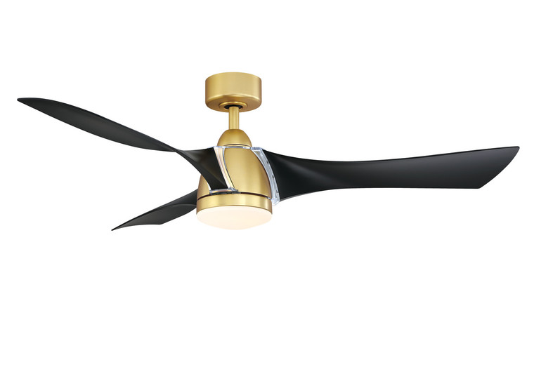Fanimation Klear - 56" - BS with BL Blades in Brushed Satin Brass Indoor/Outdoor FPD6858BSBL