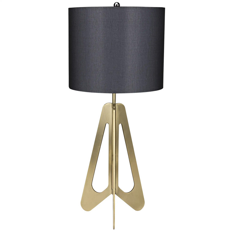 Noir Candis Lamp with Black Shade in Antique Brass LAMP667MBSH