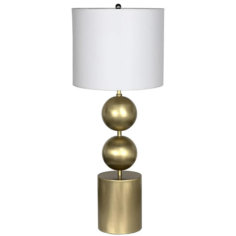 Noir Tulum Table Lamp with Shade in Antique Brass LAMP709MBSH