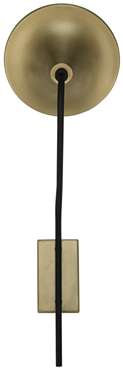 Noir Messala Sconce in Matte Black and Antique Brass LAMP725MTB