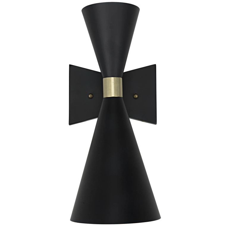 Noir Ariel Sconce in Matte Black w/ Brass Detail LAMP743MTB