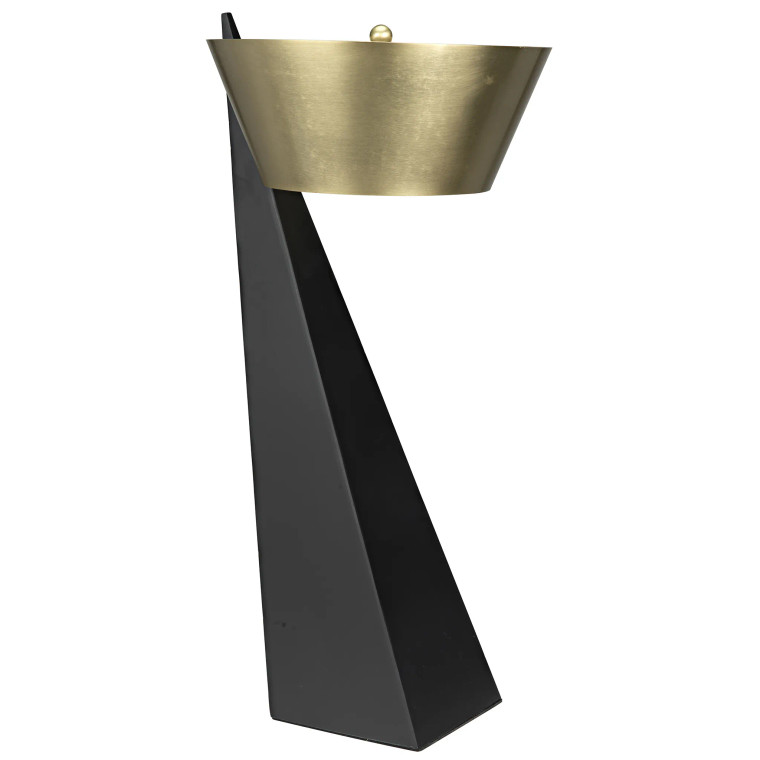Noir Claudius Table Lamp in Black and Brass LAMP747MB
