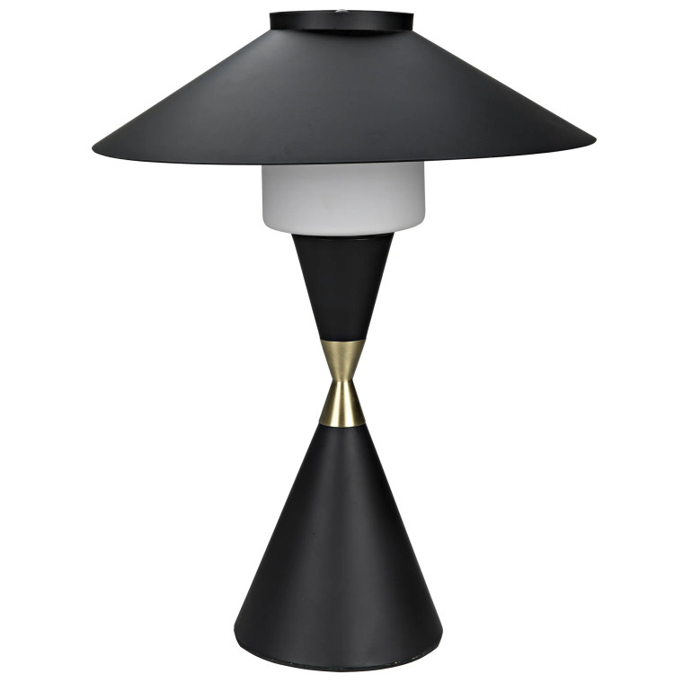 Noir Lucia Table Lamp in Matte Black with Brass Detail LAMP750MTB-MB
