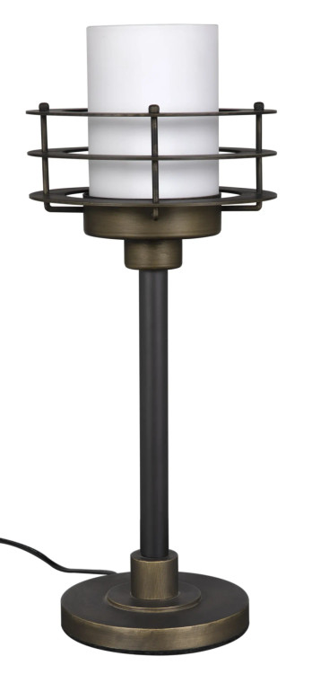 Noir Lighthouse Lamp in Matte Black with Antique Brass Accents LAMP793