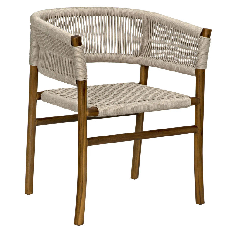 Noir Conrad Chair Teak with Woven Rope in Clear Coat Flat AE-237T