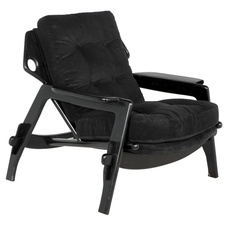 Noir Pax Chair with cFc Performance Velvet Upholstery in Charcoal Black AE-271CHB-CFC