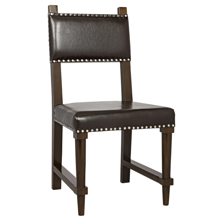 Noir Kerouac Chair with Leather in Distressed Brown GCHA275D