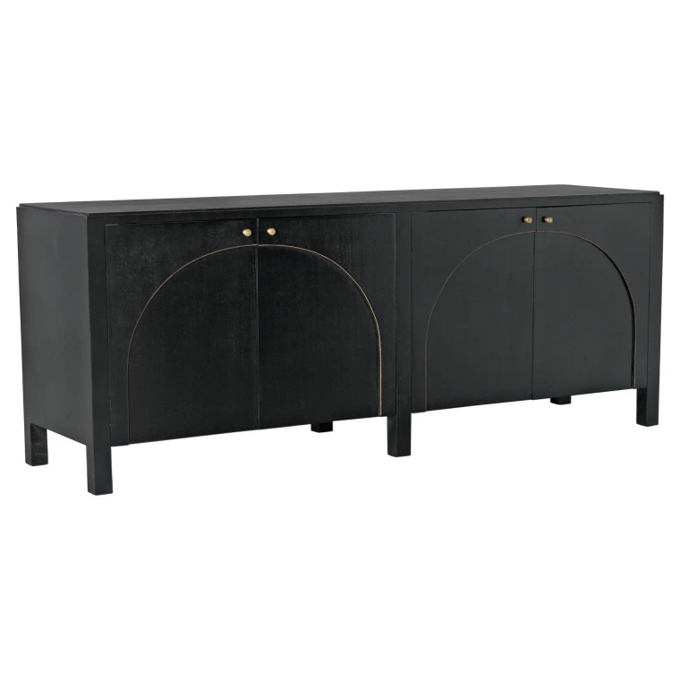 Noir Weston Sideboard in Hand Rubbed Black with Light Brown Trim GCON386HB