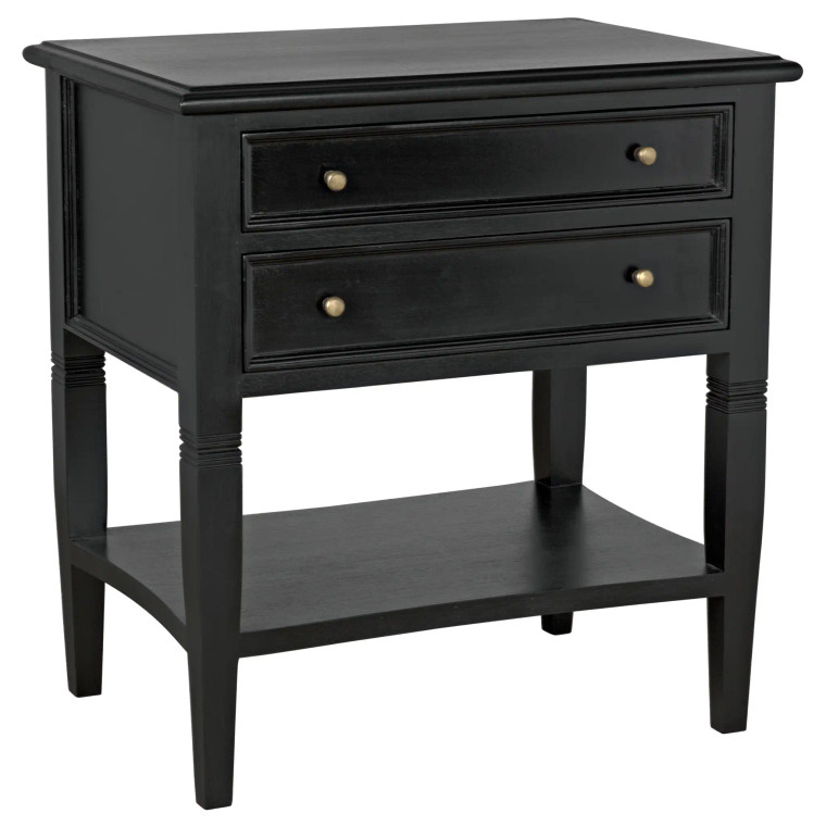 Noir Oxford 2-Drawer Side Table in Hand Rubbed Black GTAB246HB