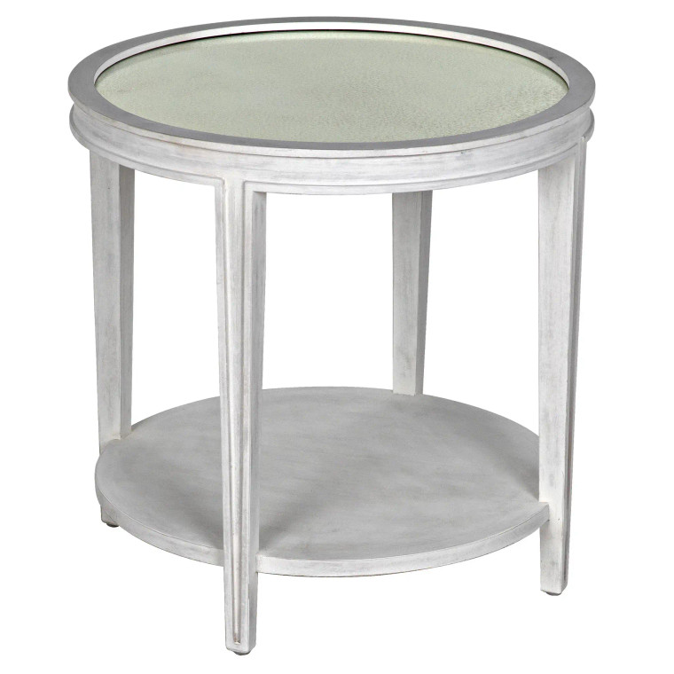 Noir Imperial Side Table in White Wash GTAB251WH